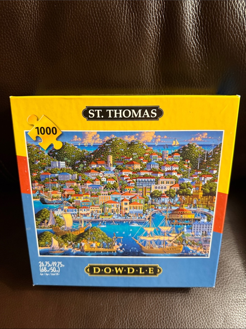 St. Thomas 1000-Piece Jigsaw Puzzle featuring vibrant folk art Dowdle